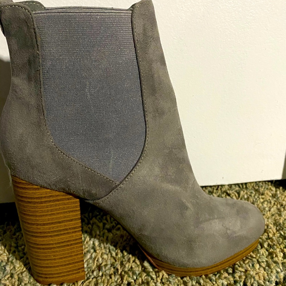 Grey Suede Forever 21 Boot Heels